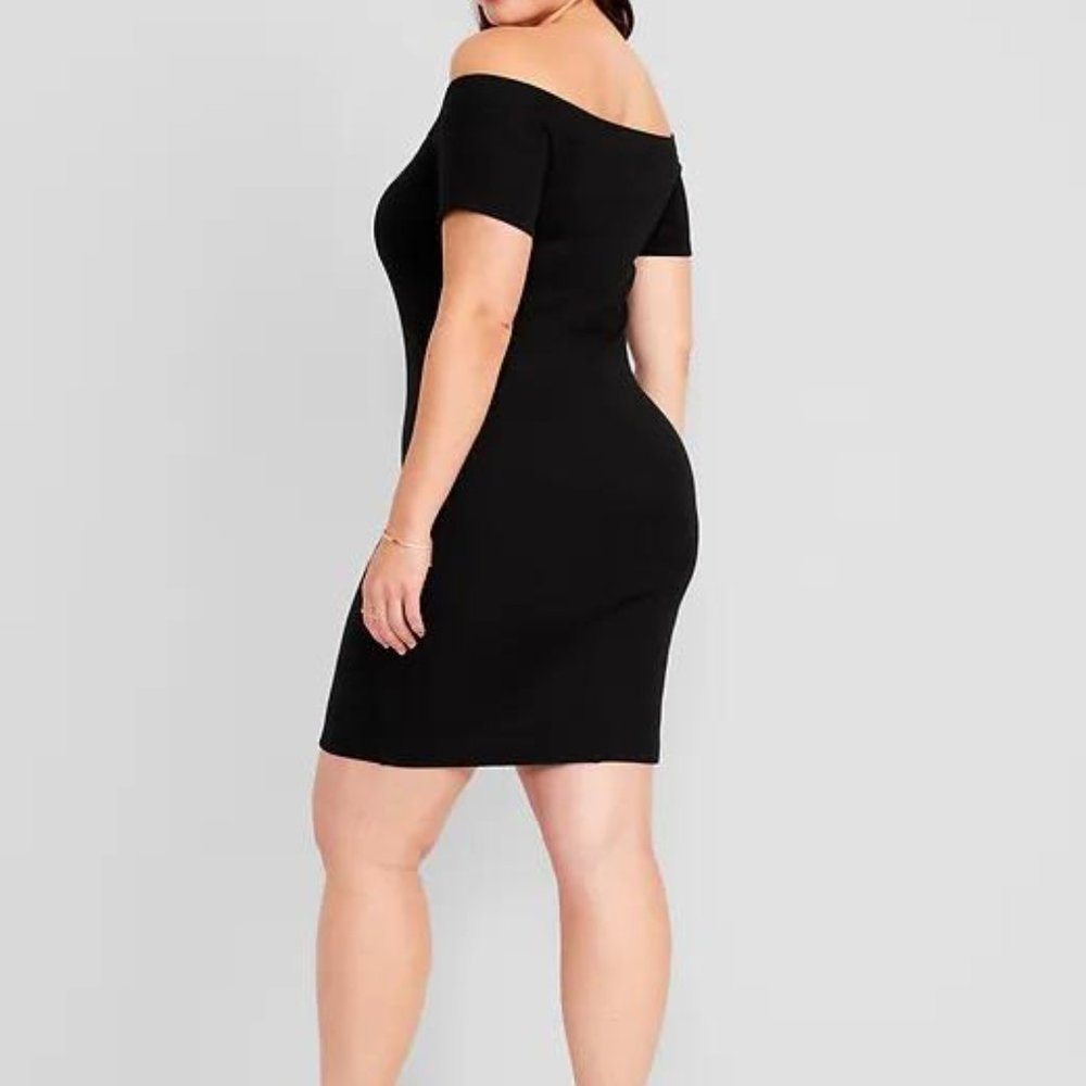 NWT Old Navy Fitted Off-The-Shoulder Rib-Knit Mini Dress for Women - Picture 3 of 6